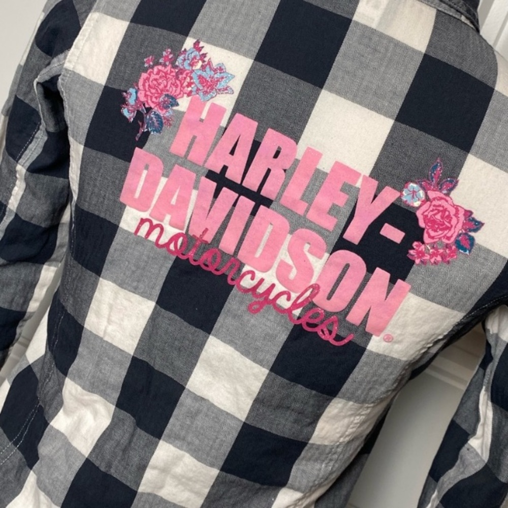 Harley Davison Button Up Plaid Shirt